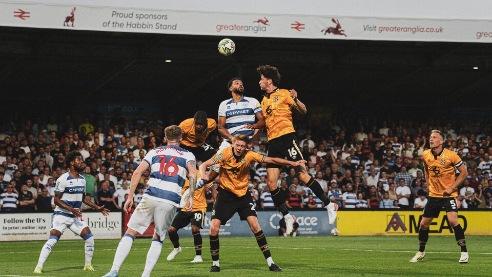 Action between Cambridge United and QPR