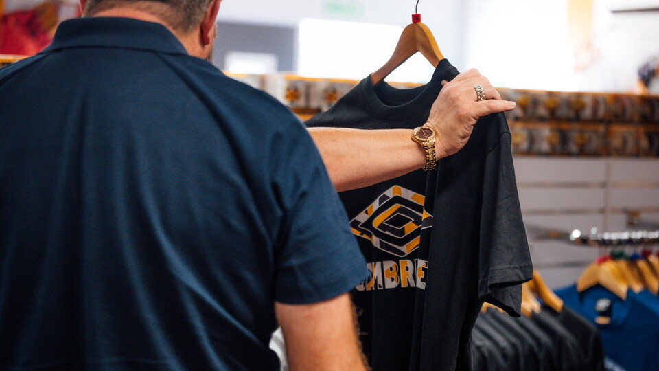 Supporters inside the Club Shop