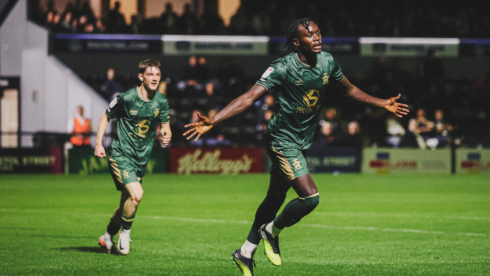 Manny Longelo celebrates against Bromley