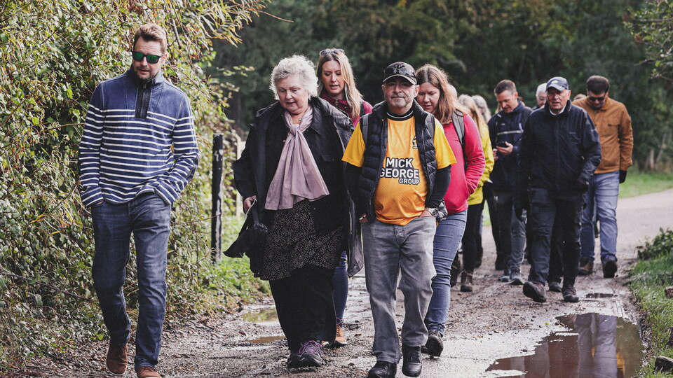 Fans walking to the Cledara Abbey Stadium