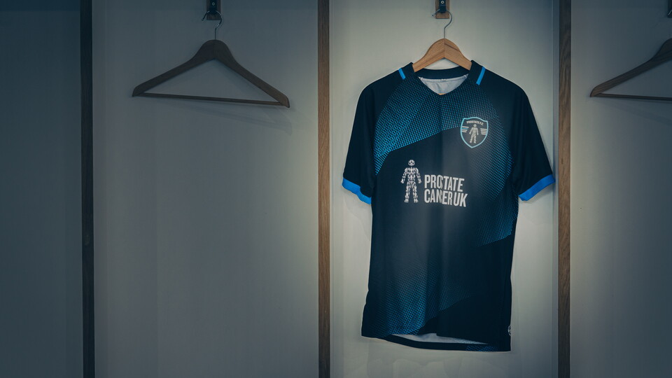 The Prostate United shirt hanging up in the Cambridge United changing room