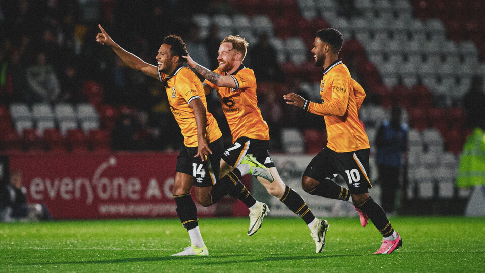 Korey Smith celebrates against Stevenage