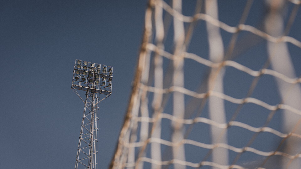 The Cledara Abbey Stadium floodlights