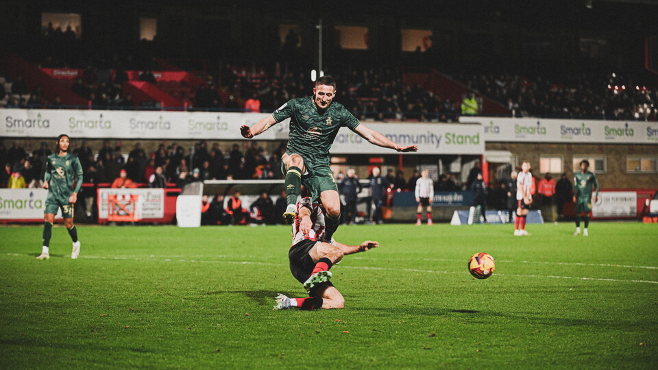 Ryan Loft in the challenge against Cheltenham