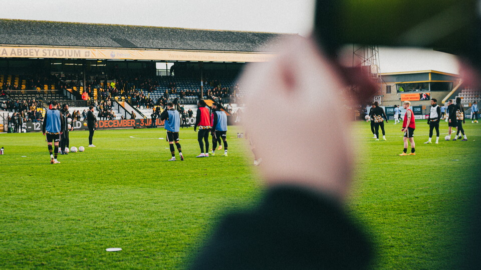 A view of warm-ups from pitchside