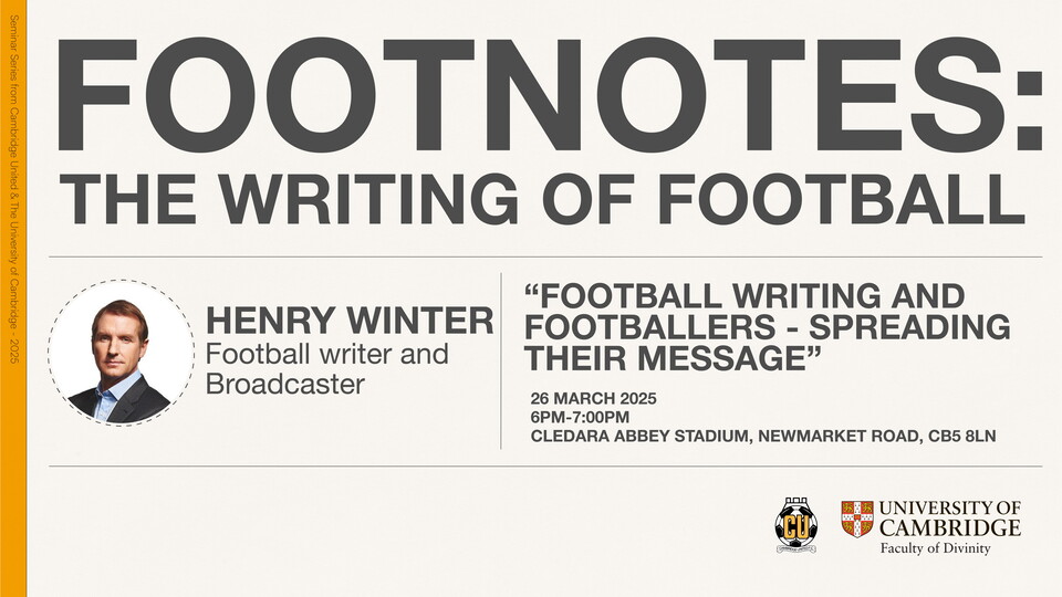 Graphic promoting Footnotes event with Henry Winter