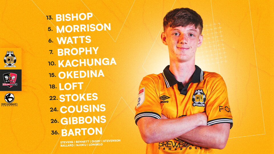 Team News graphic for Cambridge United vs Exeter City