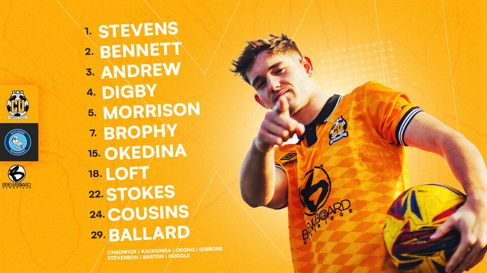 Team News graphic for Cambridge United vs Wycombe Wanderers