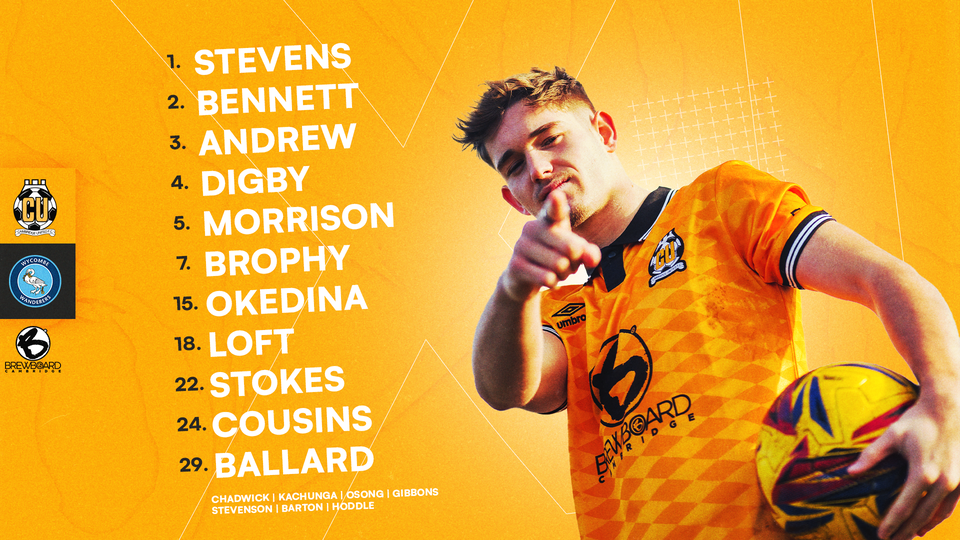 Team News graphic for Cambridge United vs Wycombe Wanderers