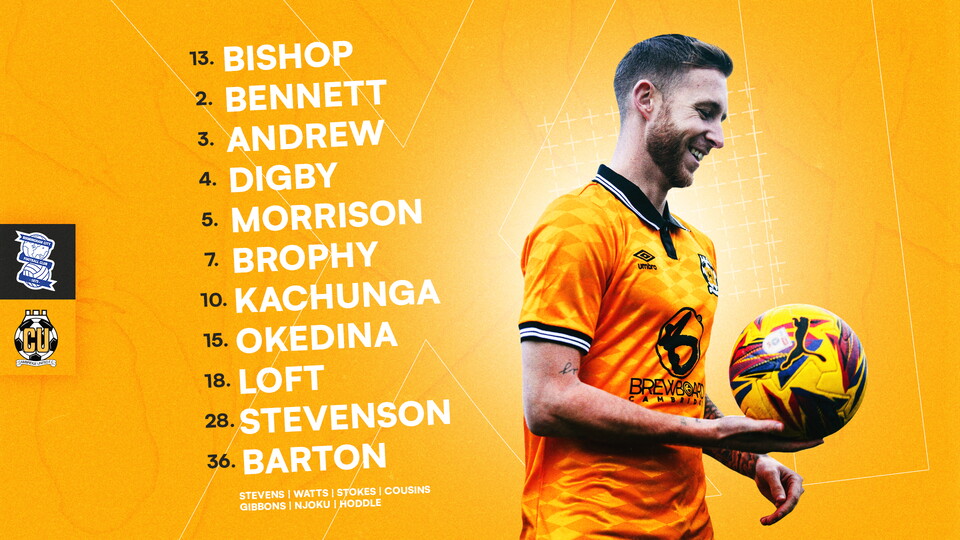 Team News graphic for Birmingham City vs Cambridge United