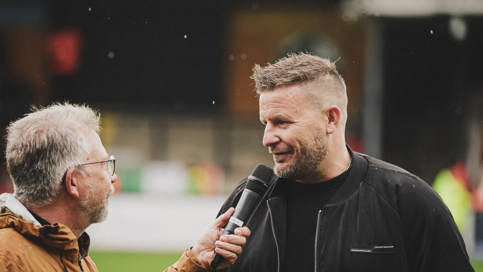 Danny Potter speaking at the Cledara Abbey Stadium