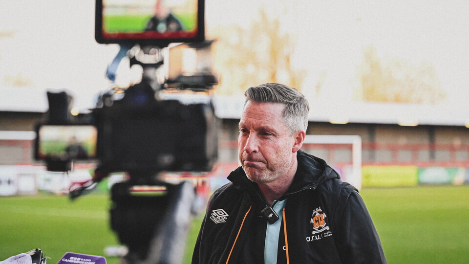 Neil Harris talking to the press