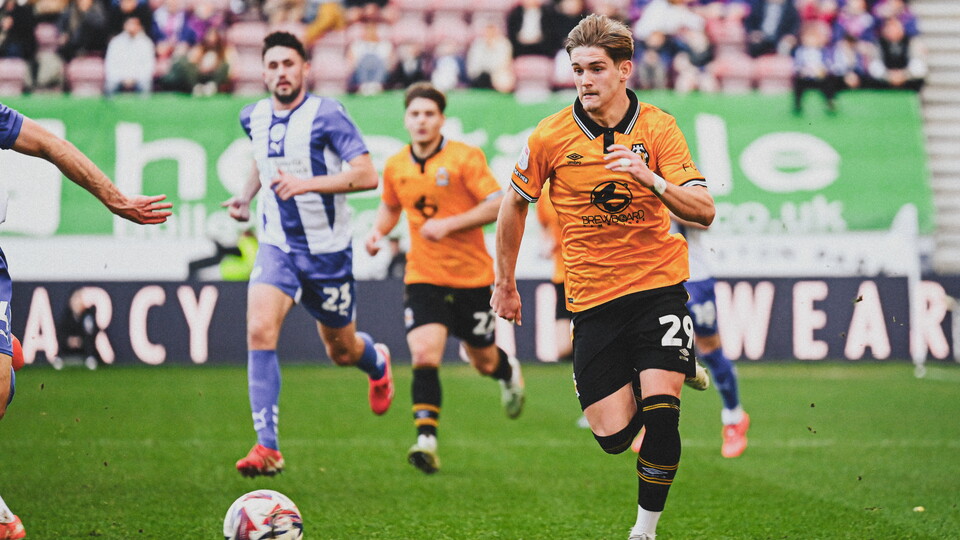 Dom Ballard in action vs Wigan Athletic