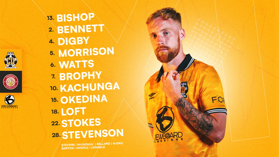 Team News graphic for Cambridge United vs Stevenage