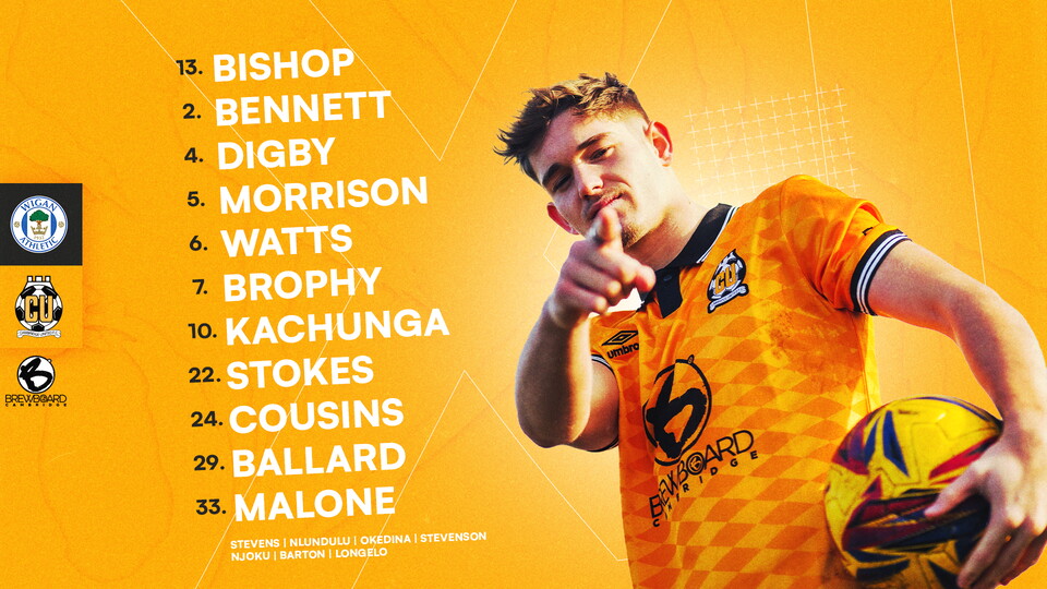 Team News graphic for Wigan Athletic vs Cambridge United