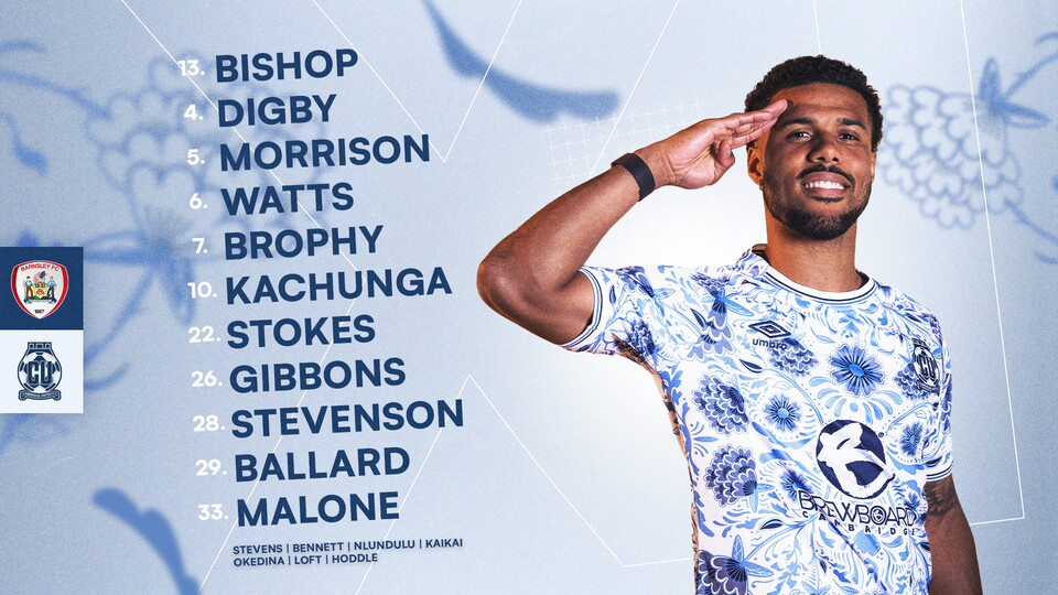 Team News graphic for Barnsley vs Cambridge United