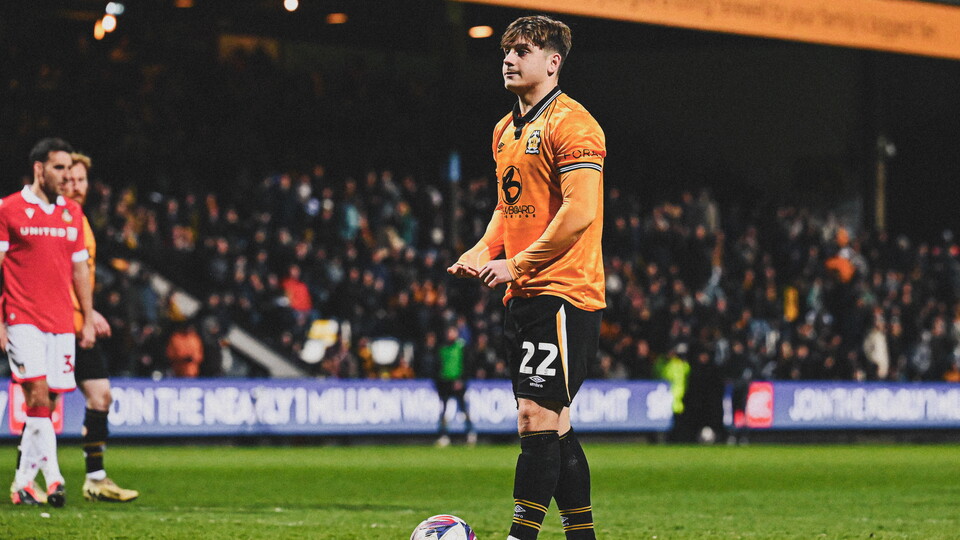 Josh Stokes prepares to take a penalty