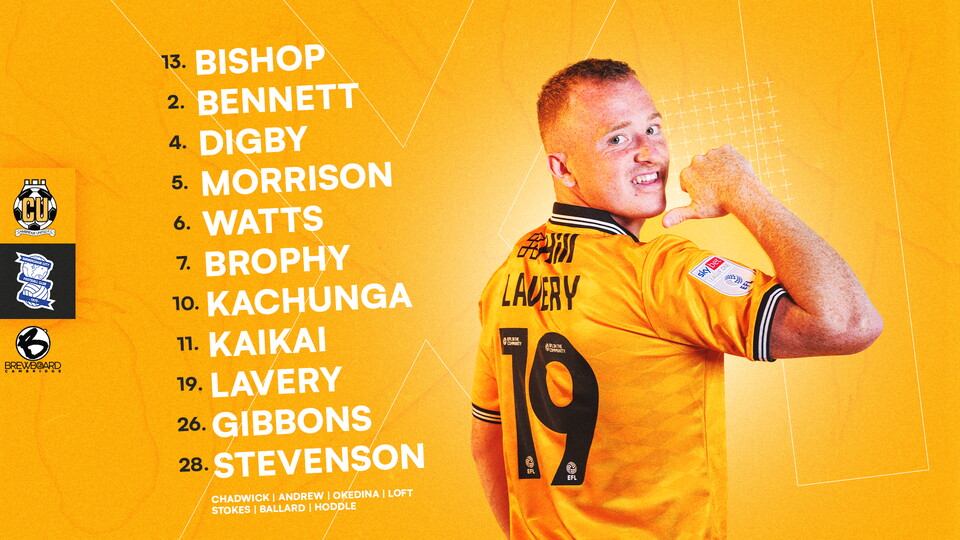 Team News graphic for Cambridge United vs Birmingham City