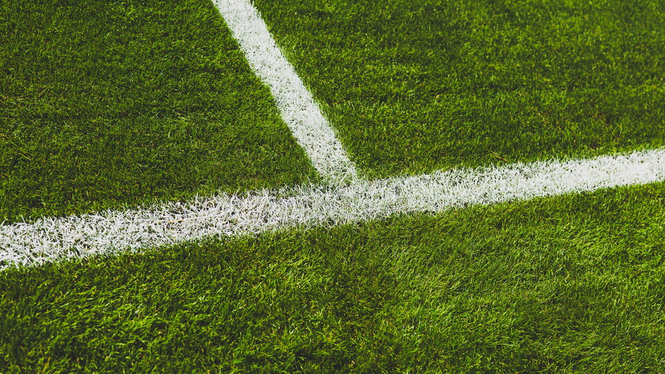 A close up of the pitch