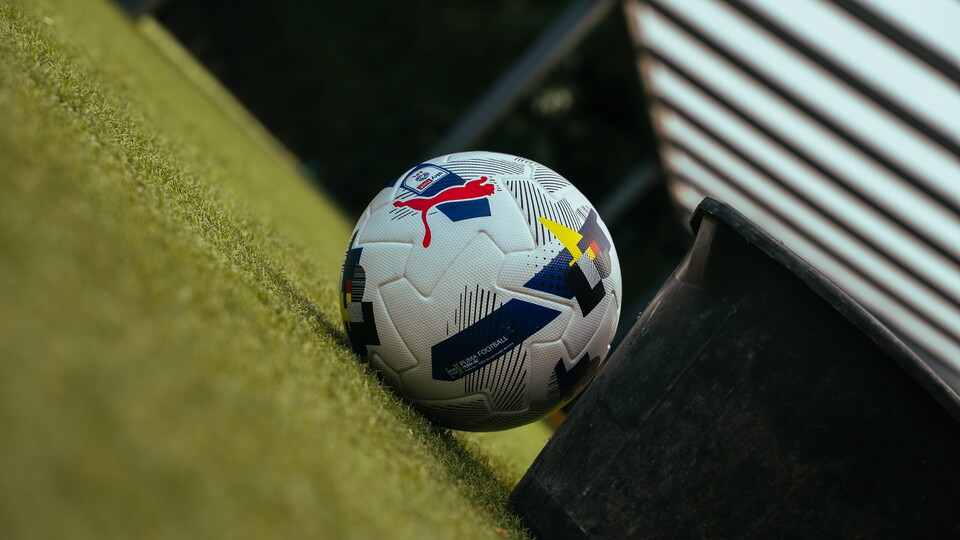 A close up of a football