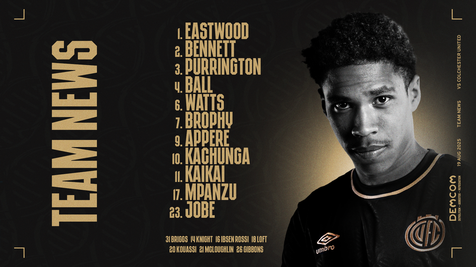 Team News graphic for Colchester United vs Cambridge United