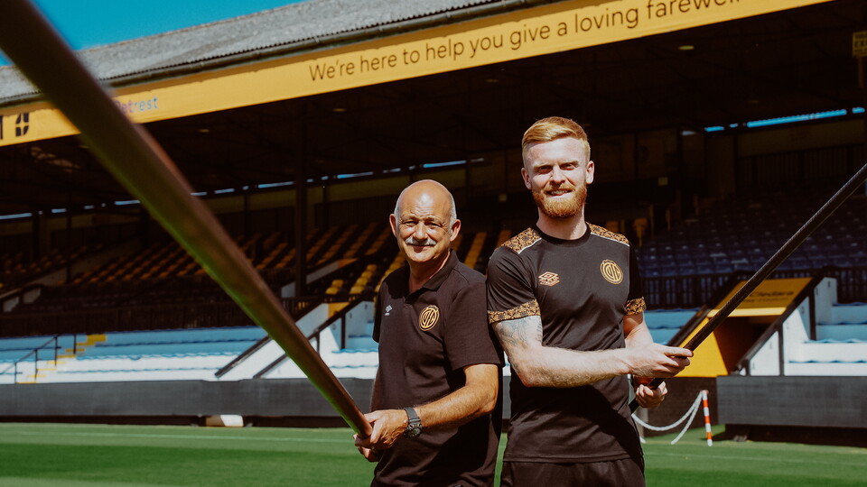 Ian Darler and Liam O'Neil at the Cledara Abbey Stadium