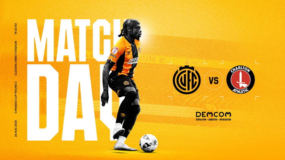 Matchday graphic for Cambridge United vs Charlton Athletic