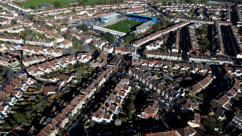 Aerial view of Bristol Rovers' stadium
