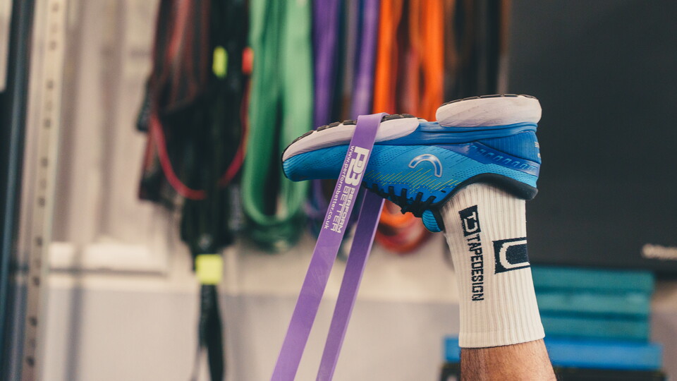 A close up of a players shoe