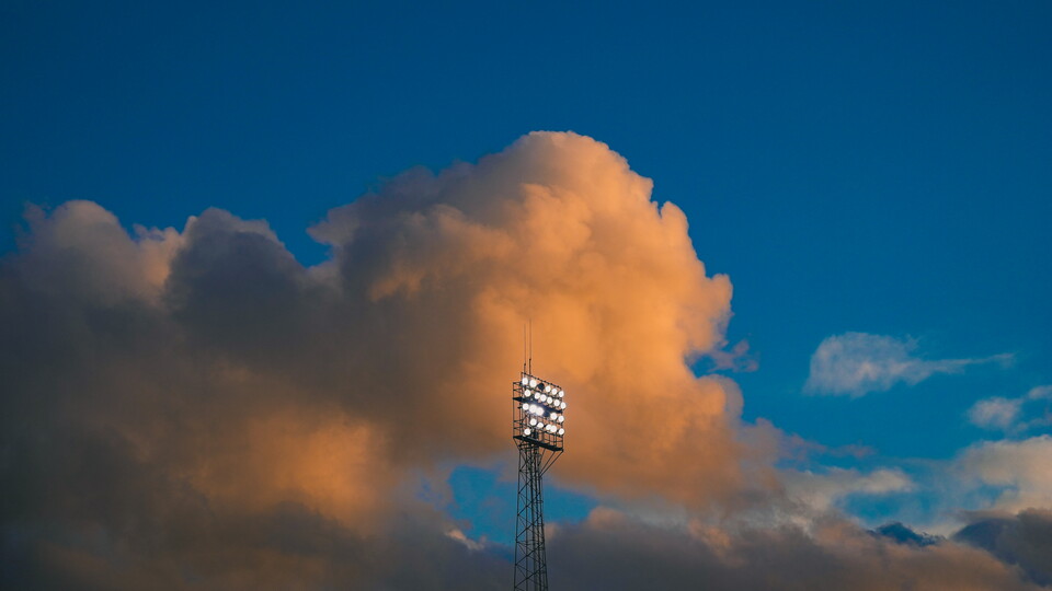 Floodlights at the Cledara Abbey Stadium