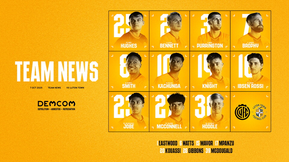 Luton Town team news graphic