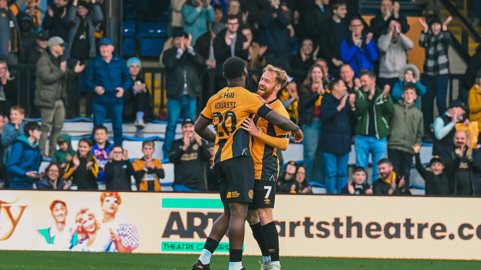 James Brophy and Kylian Kouassi celebrate