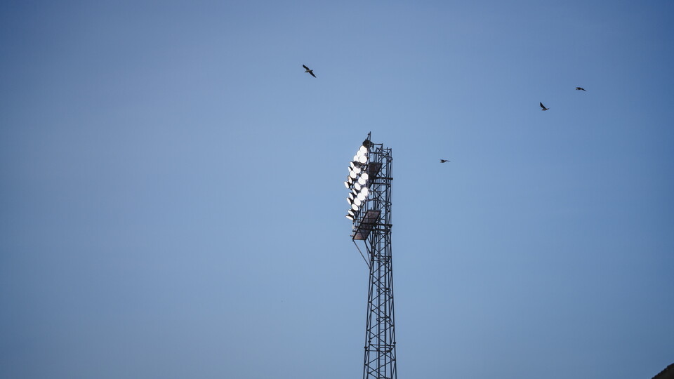 Floodlights at the Cledara Abbey Stadium