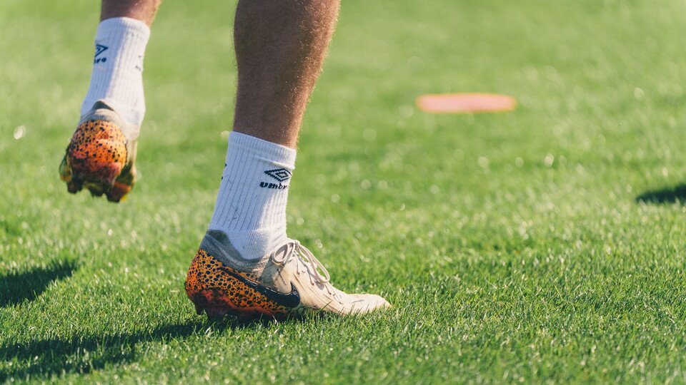 A close up of players in training