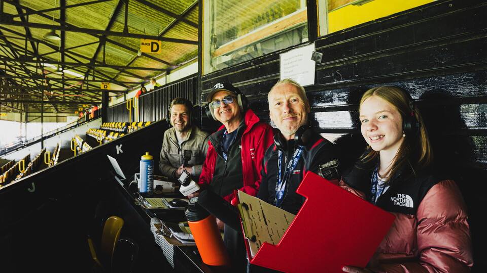 A young fan in the Press Box at the Cledara Abbey Stadium