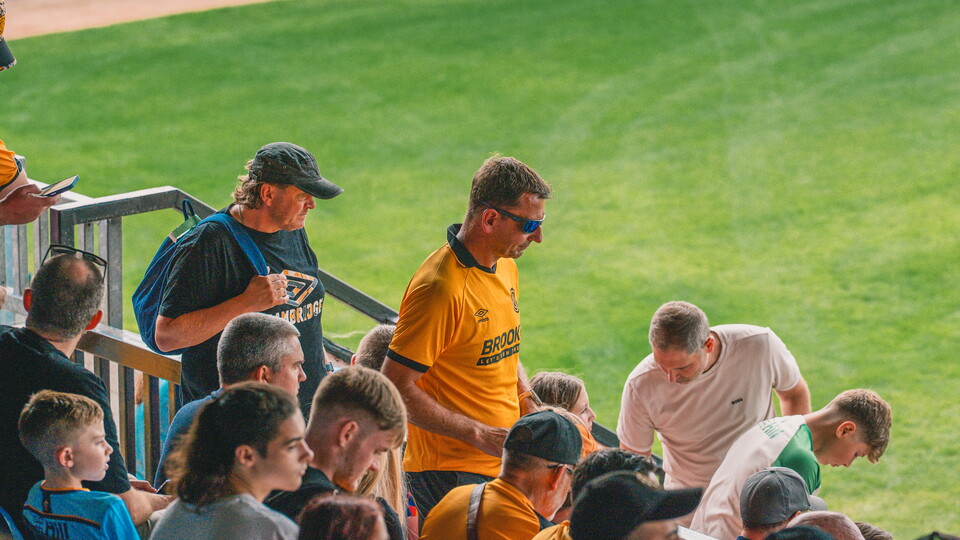 Fans at the Cledra Abbey Stadium
