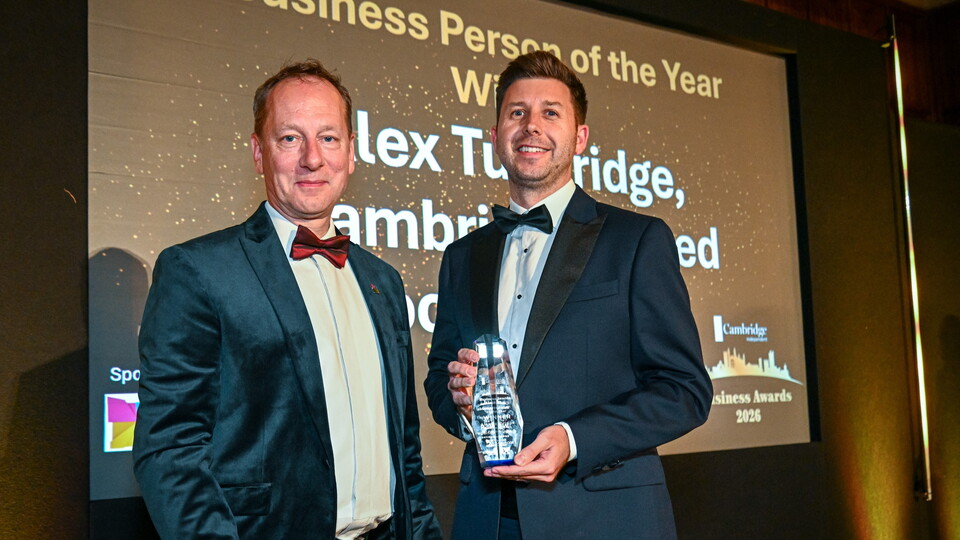 Alex Tunbridge with his Business Person of the Year Award